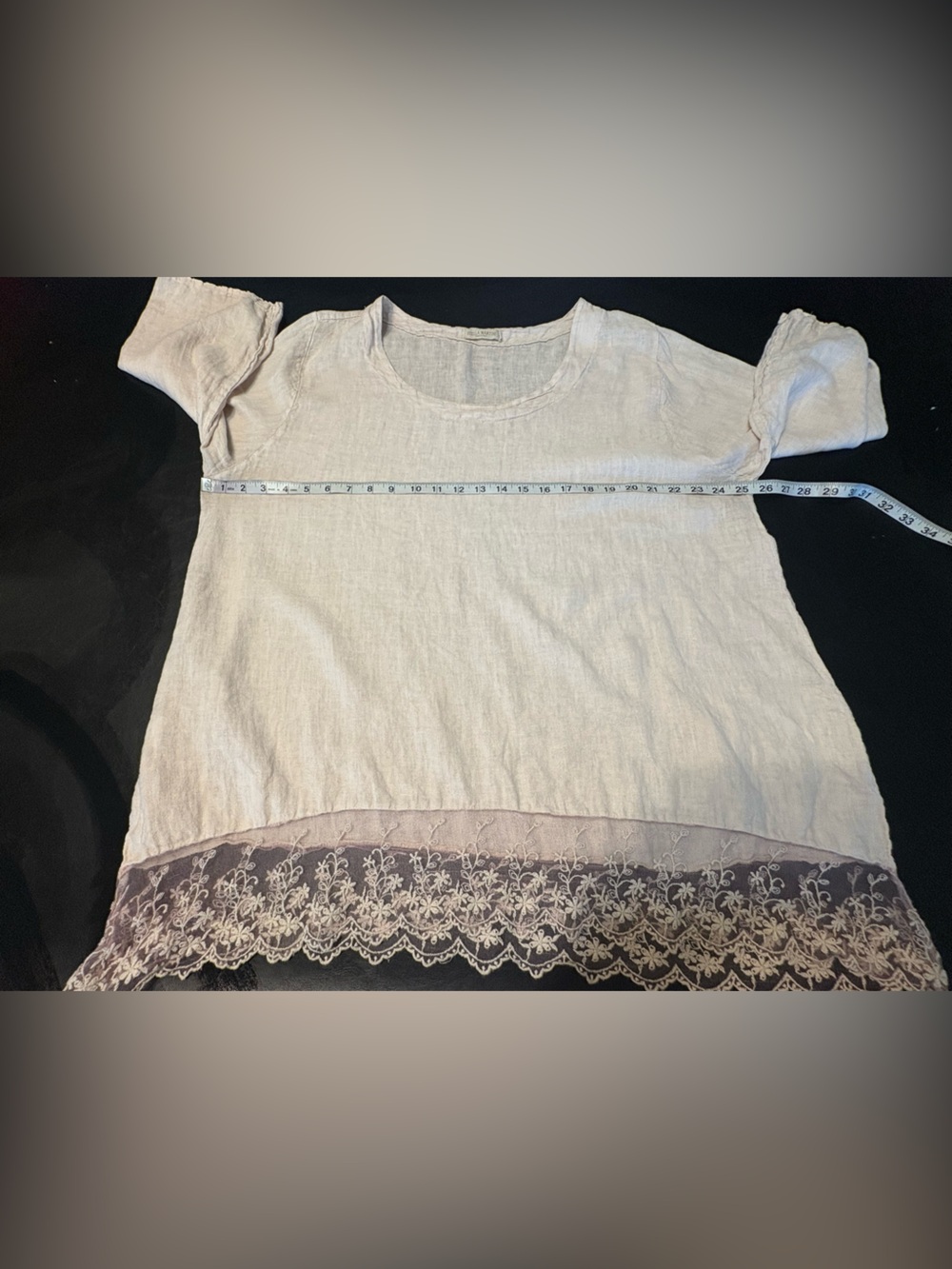 Stella Martini 1X Italian Linen Lace Tunic Blush Pink Lagenlook Boho Made Italy - Picture 9 of 12